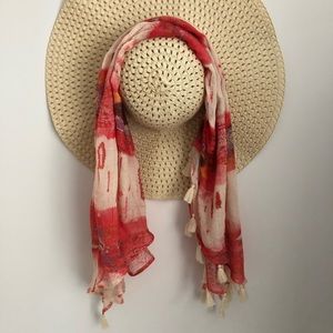 Lightweight tube scarf with tassels